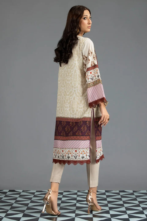 Printed Poly Crepe Embroidered Kurti 1pc