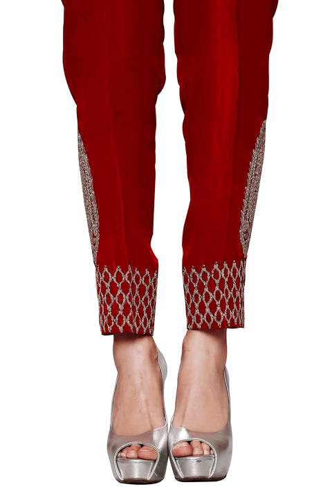 Raw silk Red Trousers 